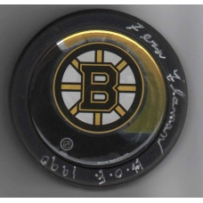Boston Bruins Fern Flaman signed Hockey Puck COA